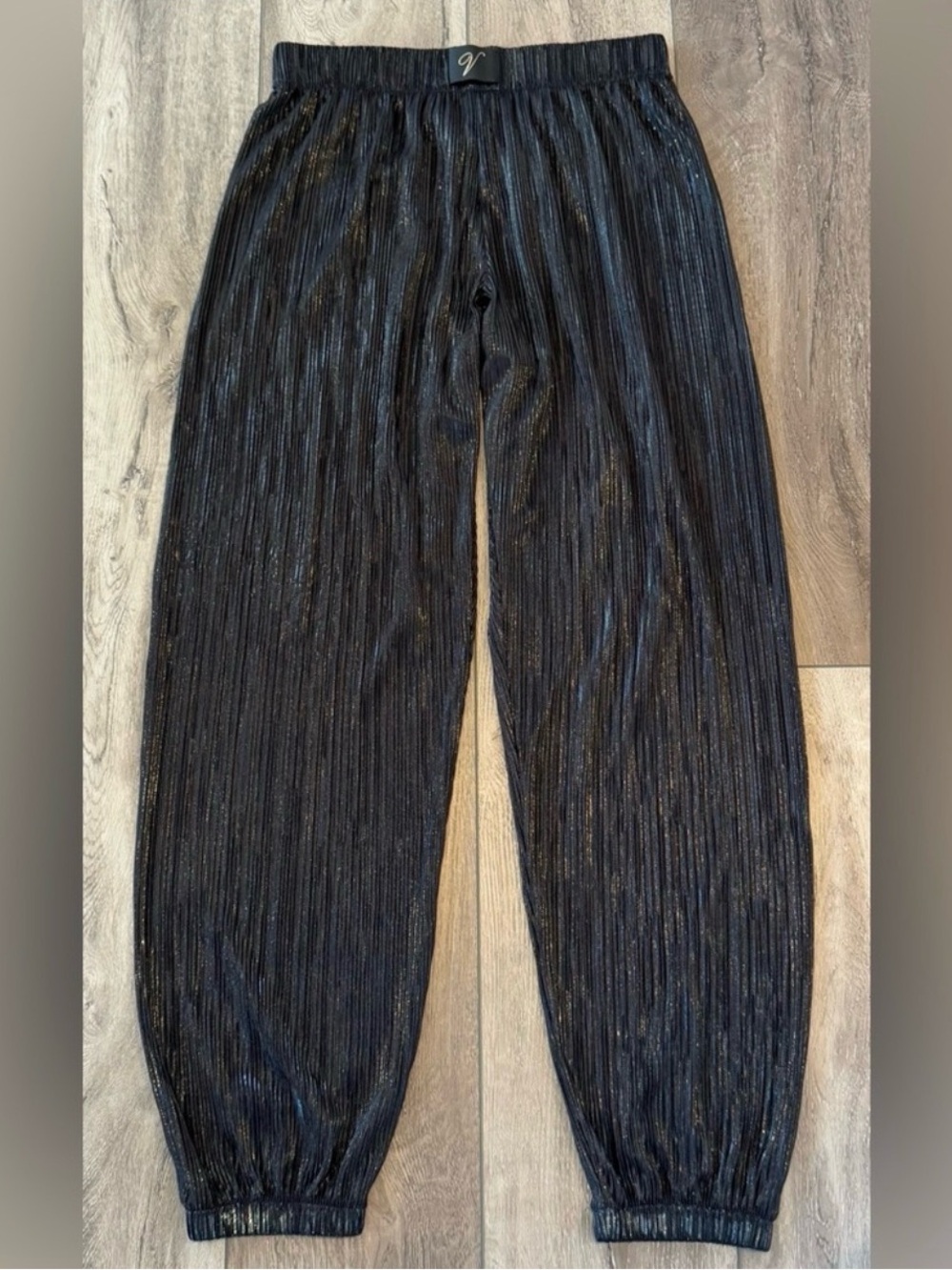 Victoria’s Secret Plissé Black Foil Metallic Jogger XS Genie Pants Loungewear